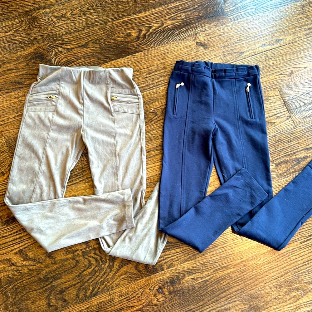 Mayoral Girls Beige and Navy Slim Ponte Pants